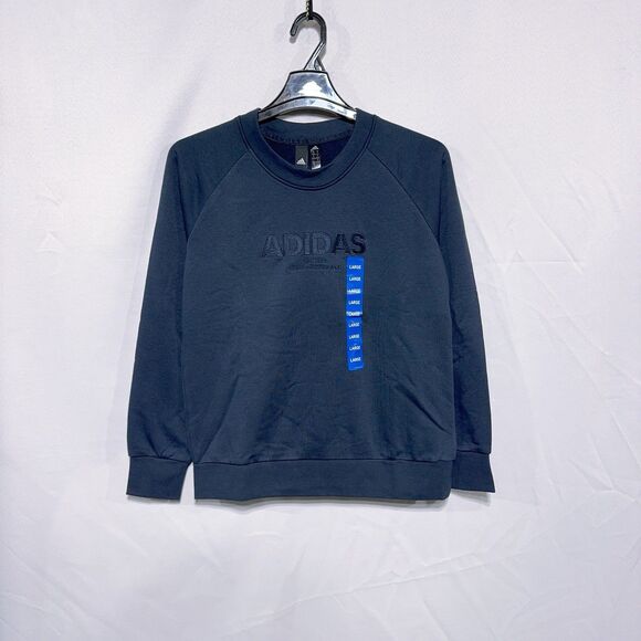 Adidas Women’s L Crewneck Sweatshirt Navy Blue Long Sleeve Soft Cotton Pullover - Picture 1 of 14